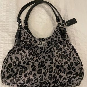 Coach Leopard Black and Grey Print Shoulder Bag